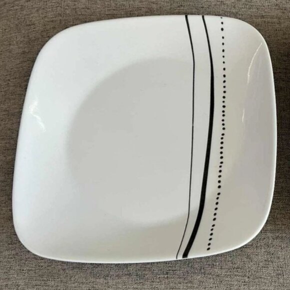 Corelle Vitrelle Made in USA Cascading Lines 9” Square LuncheonPlates - Set of 4 - Picture 1 of 4